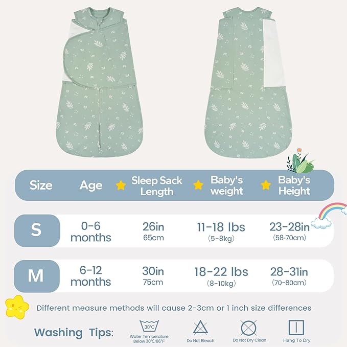 ZIGJOY Baby Swaddle Sleep Sack, 1.0 TOG Sleep Sack Swaddles for Newborns & infant 6-12 Months 100% Cotton Baby Wearable Blanket for Newborn Registry Essentials