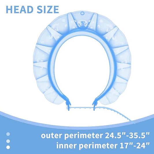 kair Baby Kids Shower Cap Soft Adjustable Silicone Toddler Bath Visor Children Hair Washing Hat Keep Kids Shield Water Out of Eyes & Ears (Blue, Head Size 17"-24" More Than 24 Months)