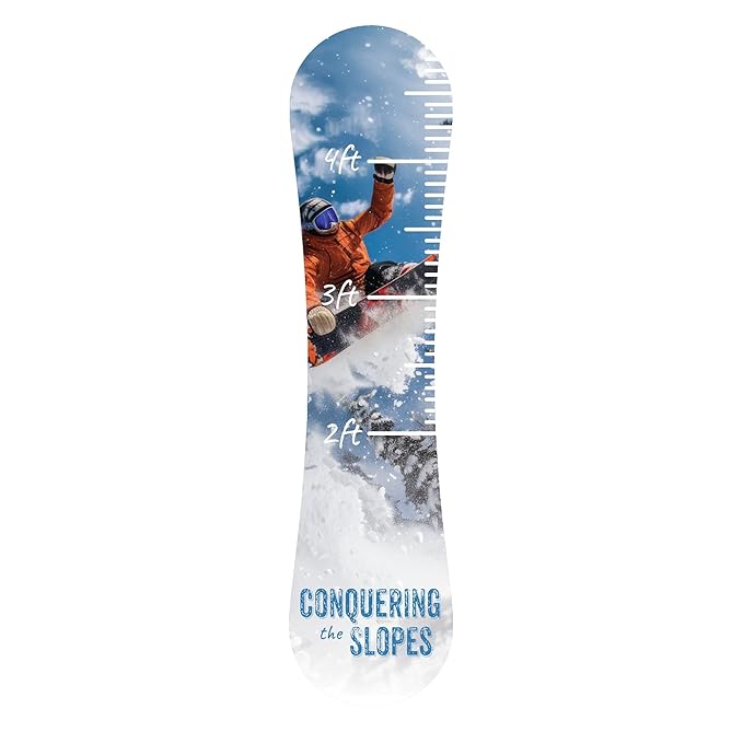 Snowboard Growth Chart, Kids Height Tracker for Nursery and Kids Rooms, Conquering The Slopes