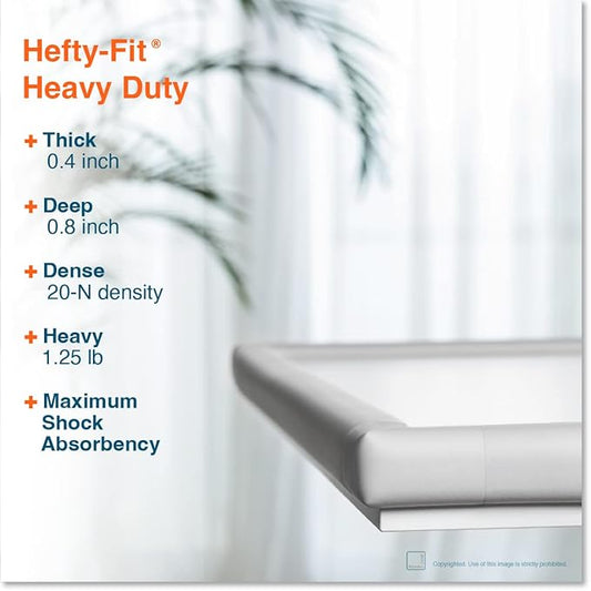 Roving Cove HeftyFit Edge Corner Protector Baby Proofing (Large 15ft Edge 4 Corners), Heavy-Duty, Soft NBR Rubber Foam, Furniture Fireplace Safety Bumper Guard, 3M Adhesive, Oyster White (Off White)