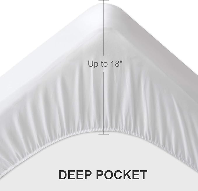 King Mattress Protector Pad Waterproof Quilted, Breathable & Cooling King Size Mattress Cover Protector Fitted with Deep Pocket Up to 18", (White)
