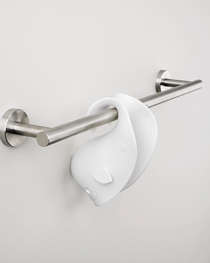 Skip Hop® Baby Bath Spout Cover, Bathtub Faucet Cover with Soft Rubbery Material, Dishwasher-Safe, Easy-to-Adjust Straps and Tail Hook for Hanging, Fits Most Tub Spouts, MOBY®, White