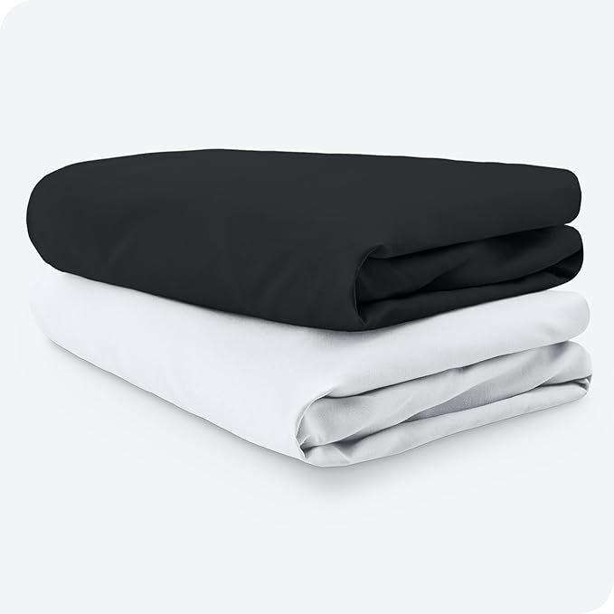 Bare Home 2-Pack Fitted Crib Sheets - Premium 1800 Ultra-Soft Microfiber - Breathable - Baby Sheet - for Boys & Girls - Fits Standard Crib and Toddler Mattresses (Black/White)