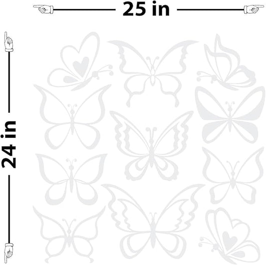 The Decal Guru Butterfly Wall Art Vinyl Stickers DIY Nursery or Girls Room Decor Peel and Stick Butterflies Decals (White, 24x25 inches)