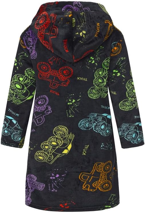 Boys Girls Robe Kids Flannel Hooded Bathrobe Sleepwear Pajamas Toddler Soft Plush Robes for Girls 2-16 Years
