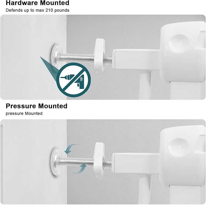 Extra Wide Baby Gate Tension Indoor Safety Gates White Metal Large Pressure Mounted Pet Gate Walk Through Long Safety Dog Gate for The House Doorways Stairs (71.65"-76.38"/182-194CM, White)
