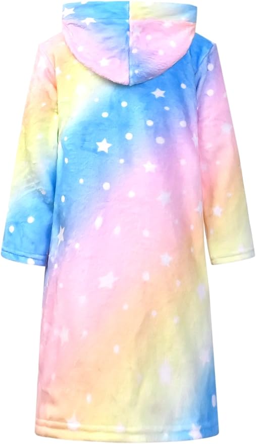 QPANCY Girls Robe Kids Bathrobes Soft Plush Fleece Pajamas Sleepwear