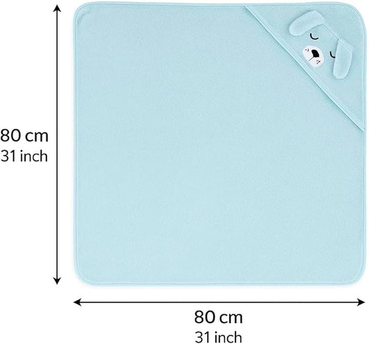 My Tiny Nugget Blue Hooded Baby Bath Towel for Boys – Soft & Absorbent | Cute Animal Hood | Plush Newborn Infant& Toddler Bath Wrap | Perfect (Blue)