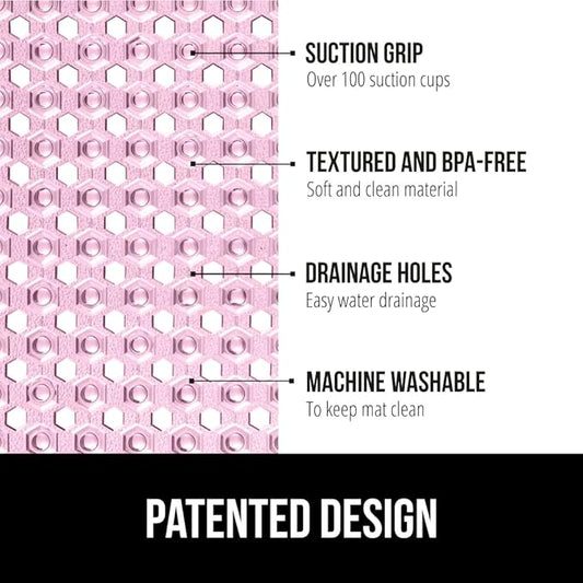 GORILLA GRIP Patented Square Shower Stall Mat, Small Bathtub Floor Mats for Stand Up Showers, Suction Cups and Drainage Holes, Machine Wash, Soft on Feet, Bathroom Accessories 21x21 Inch, Light Pink