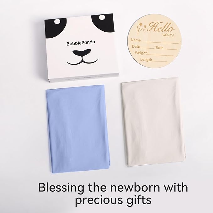 Rayon Made from Bamboo Baby Swaddle Blanket,2 Pack Soft & Breathable Receiving Blankets for Infant Newborn, Swaddle Wrap for Babies Girl and Boy, 47 x 47 Inch, (Slate & Oat)