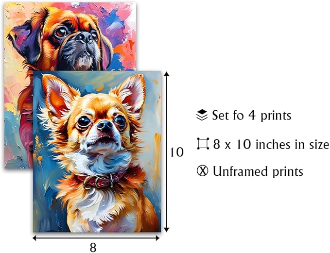 LNLAGBO Dog Canvas Wall Art Prints,Lovely Dog Canvas Wall Art,Cute Animal Canvas Wall Art for Kids Nursery Bedroom Living Room Office Home Decor(8"x10"Unframed)