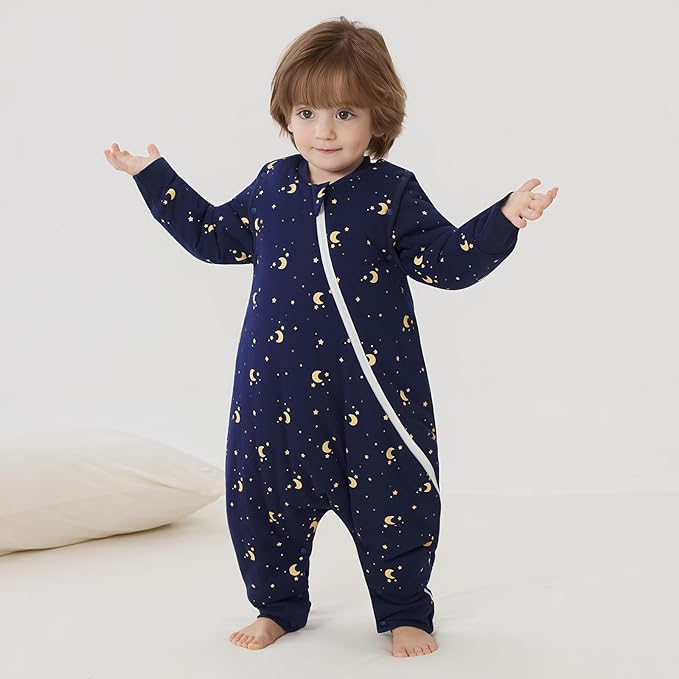 Duomiaomiao 3.5 TOG Toddler Sleep Sack 12-24 Months 100% Cotton Winter Side Open Zipper Baby Sleep Sack with Feet, Warm Toddler Wearable Blanket