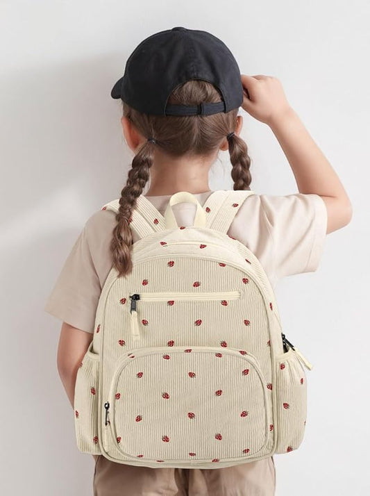 atgark Corduroy Kids Backpack for Girls, Girls Backpack 5-9, Kindergarten Elementary School Bookbag for Girl 15.3" H Fit Folder