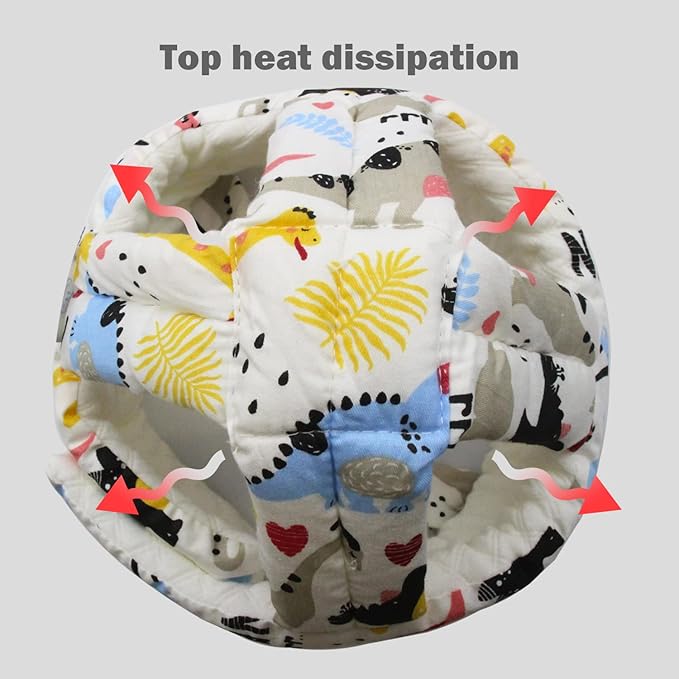 Baby Head Protector Baby Helmet for Crawling Walking, No Bumps Safety Head Adjustable Protective Cap for Walking, Playing (Dinosaur A)