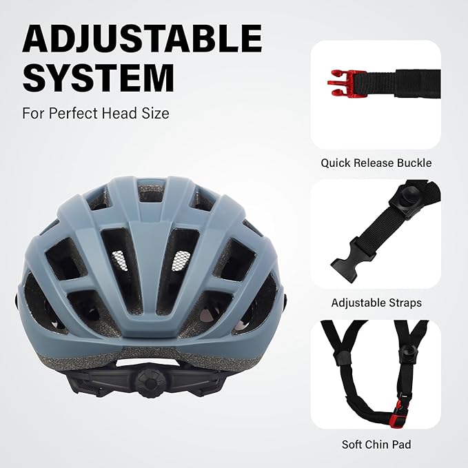 Youth Adult Road Bike Helmet, Men Women Adjustable Mountain Bicycle Helmet with Detachable Visor, 2 Sizes for Age 8-14+ Youth, Kids, Adult