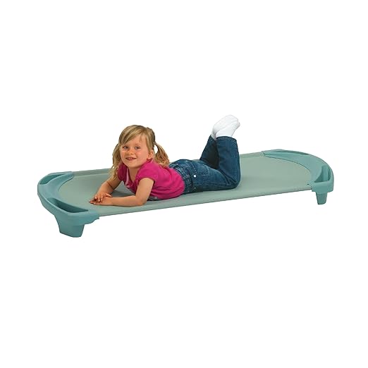 Children’s Factory SpaceLine Cot, Teal Green (Set of 4) – Standard Size 55” by 22” by 5” Standard (Pack of 4) (AFB5735AGN)