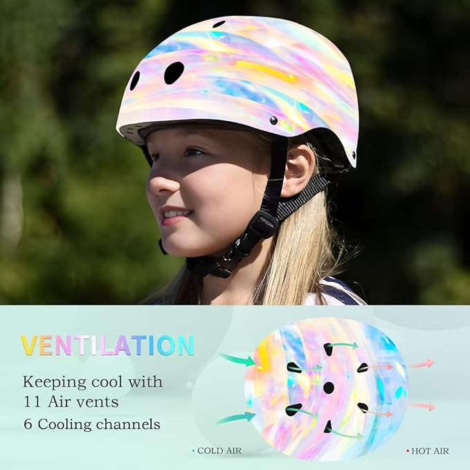 Adjustable Color Gradient Toddler Kids Bike Helmet for 3-5-8-14+Ages Girls Boys.Skateboard Bicycle Toddler Helmet 2-4 Years for Multi-Sports Cycling Scooter Inline Roller Skates Rollerblading