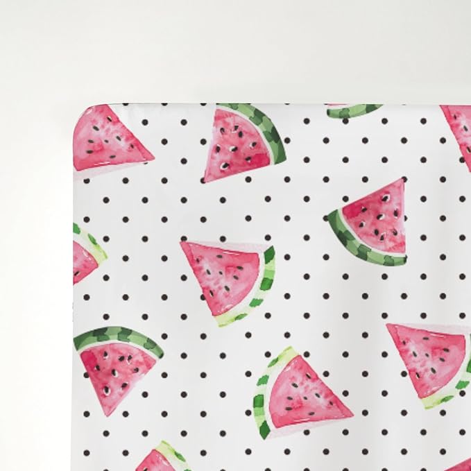 Watercolor Watermelon Dots Baby Crib Sheets for Boy Girl 52"x28" Tropical Summer Fruits Soft Stretchy Fitted Crib Mattress Covers Beach Vacation Baby Sheet for Standard Crib & Toddler Bed Mattress