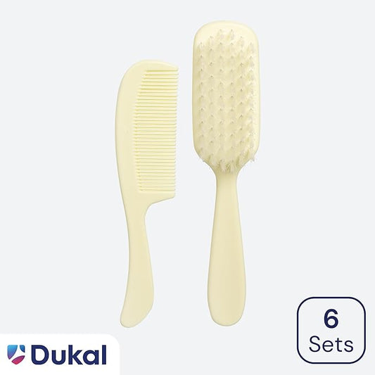 Dukal PCB2 DawnMist Baby Comb & Brush Set – Ivory – Gentle, Non-Scratch Grooming Tools with Soft Bristles for Newborns – 6 Sets