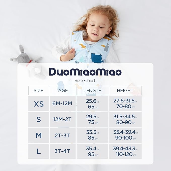 Duomiaomiao 2 Pack 0.5 TOG Toddler Sleep Sack 12-24 Months 100% Cotton Lightweight Baby Sleep Sack with Feet, Breathable Comfy Toddler Wearable Blanket