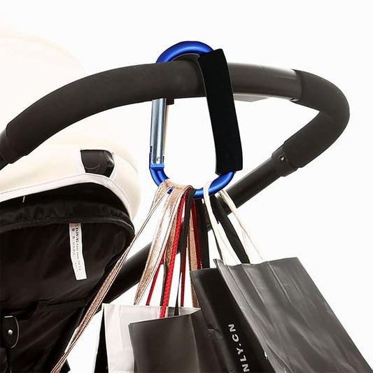 Stroller Hooks by Baby,2 pcs Carabiner Stroller Hook Organizer for Hanging Purses, Diaper Bag, Shopping Bags. Clip Fits Single/Twin Travel Systems, Car Seats and Joggers (Blue)