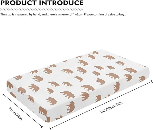 Cute Brown Bear Fitted Crib Sheet Bears Print Baby Crib Sheet Fit Standard Crib and Toddler Mattress,Crib Mattress Sheets for Boys Girls 28"x52"
