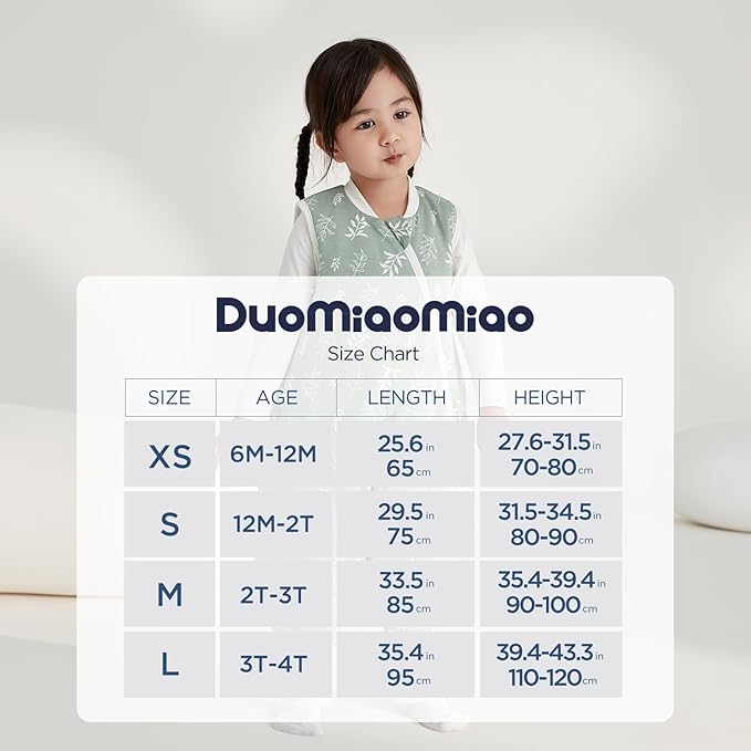 Duomiaomiao 0.5 TOG Toddler Sleep Sack 12-24 Months 100% Cotton Lightweight Baby Sleep Sack with Feet, Breathable Comfy Toddler Wearable Blanket