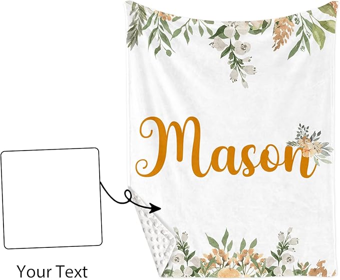 Floral Personalized Baby Crib Bedding Set – Custom Name 5-Piece Nursery Crib Set with Baby Blanket Fitted Sheet Changing Pad Cover Room Rug and Wall Art – Girl’s Nursery Decor