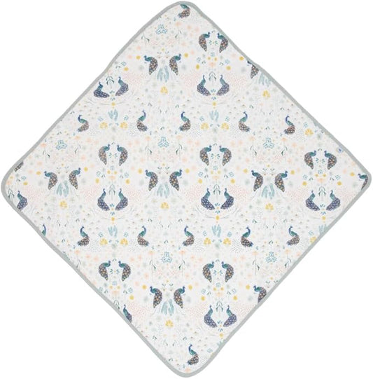 Little Unicorn Premium Infant Hooded Bath Towel| Soft & Absorbent Cotton & Terry Fabric for Newborns (Peacock)