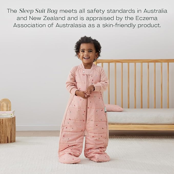 ergoPouch Sleep Suit Bag 3.5 TOG – Baby Sleep Sack & Wearable Blanket, 2-in-1 Convertible Sack to Suit with Legs for Safe Movement, Regulates Temperature Overnight, Unisex (2-4 Years, Daisies)