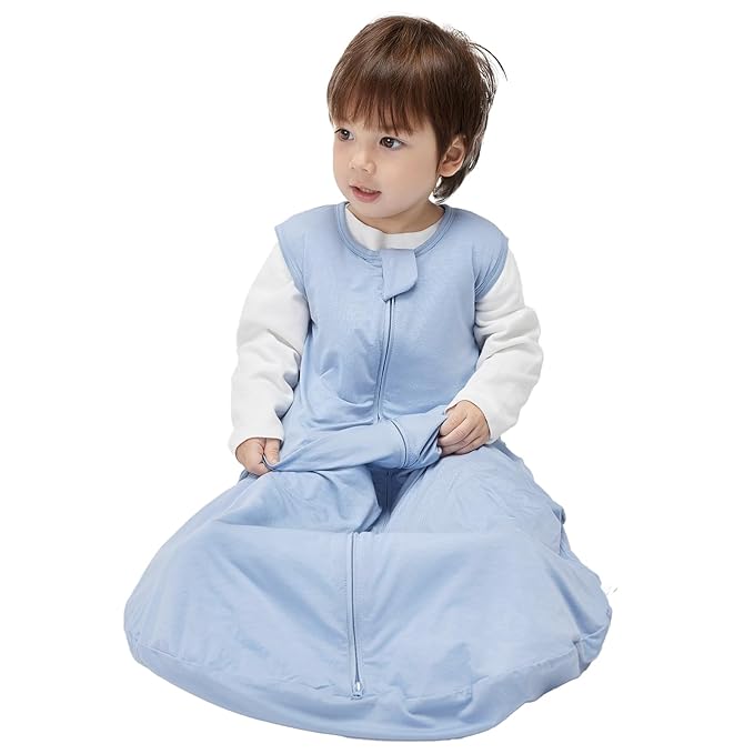Duomiaomiao Buttery Soft Rayon Made from Bamboo Baby Sleep Sack 6-18 Months 1.0 TOG, Premium Baby Sleeping Bag 2-Way Zipper for Babies