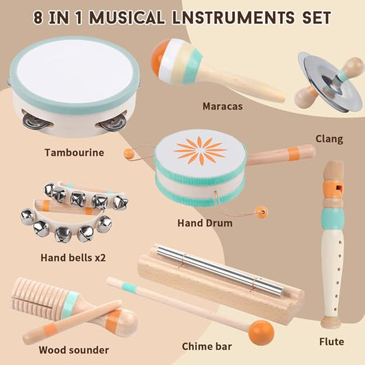 Toddlers Musical Instruments-Baby Montessori Wooden Musical Toys for Toddlers 1-3 Year Old,Kids Percussion Instruments Toy for Preschool Kids,Christmas Birthday Gift for Baby Boys Girls