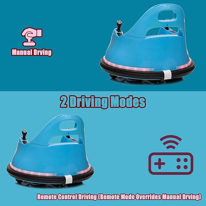 12V Kids Ride on Bumper Car, Electric Kids Ride on Toy Car with Remote Control, 2 Playing Modes,360 Degree Spin,Bumping Toy Gifts for Toddlers Boys and Girls, Blue