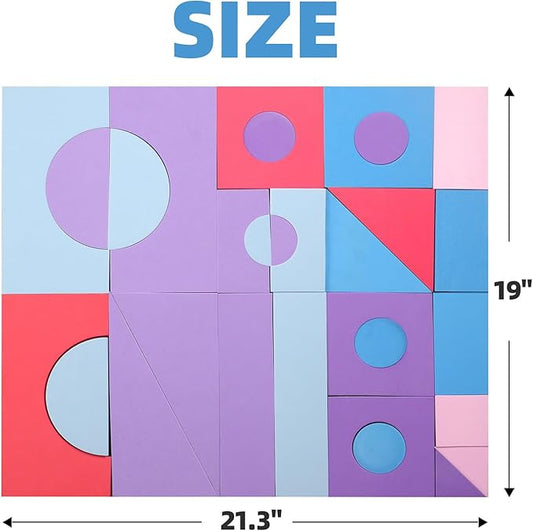 Large Building Foam Blocks for Toddlers, EVA Stacking Foam Building Blocks Toy Set, Non-Toxic, Washable, Early Learning Construction Toys & Gifts for Kids Boys & Girls (Pink, Pieces, 30)