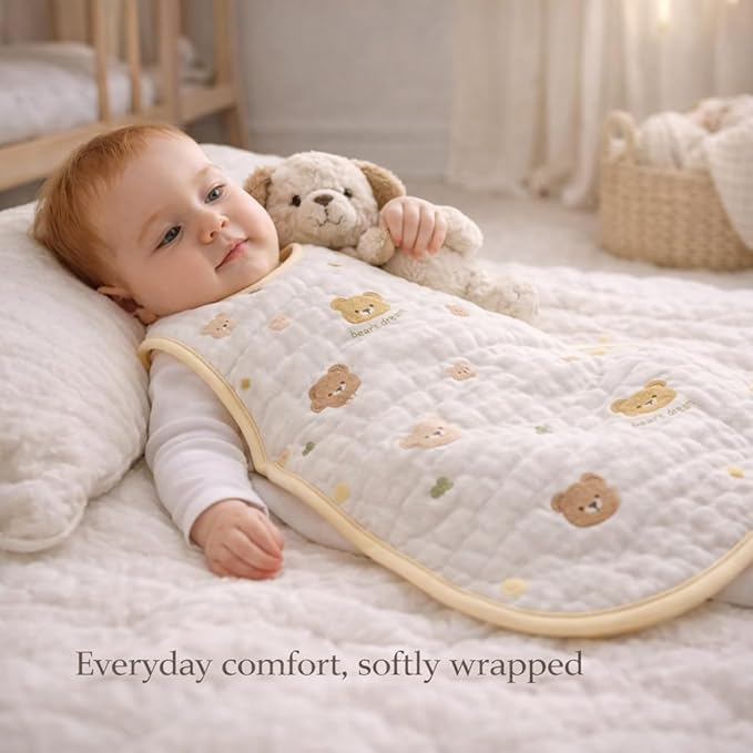 Baby Sleep Sack, Organic Cotton Wearable Blanket, Sleeveless Adjustable Sleeping Bag