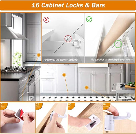 Baby Proof Kit, 83 Packs Baby Proofing Kit Essentials Child Proofing Appliance with Cabinet Locks, Corner Guards and Outlet Covers Baby Safety Products - All-in-one Super Value Child Proof Kit