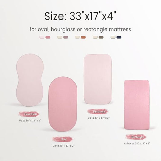 lulumoon Baby Muslin Bassinet Sheets: Cotton Bassinet Sheets Neutral for Boys and Girls - Fitted for Oval Rectangle or Hourglass