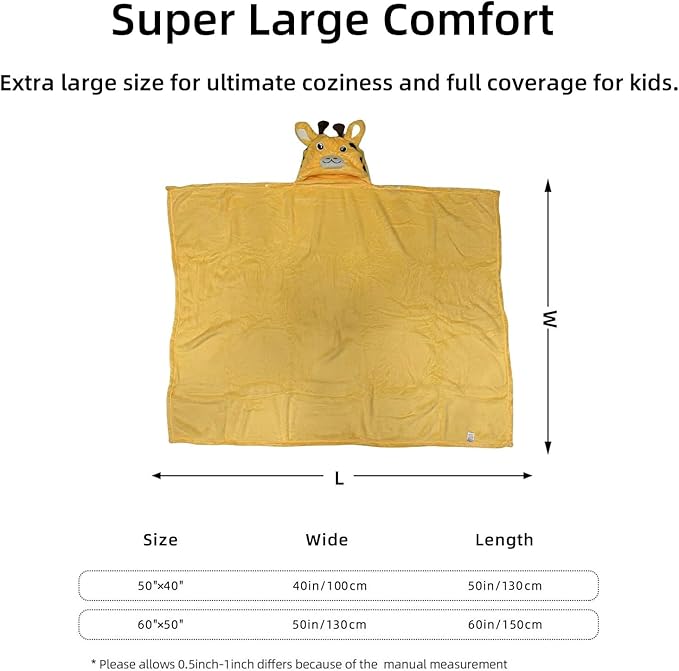 Wearable Blanket Hoodie for Kids Toddlers Hooded Towels Soft Cozy Wearable Throw Blanket Hoodie for Boys Girls