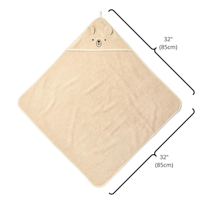 Baby Hooded Towel – Organic Cotton Baby Bath Towels – Baby Towels, Baby Bath Towels for Baby Boy, Baby Girl, 32" x 32" Super-Soft and Absorbent Baby Towels for Newborn (Bear - Fog)