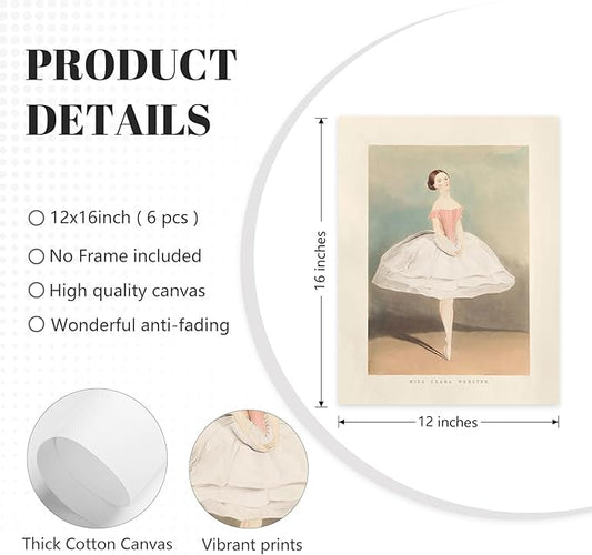 Nursery Pink Wall Art Decor Baby Girl Room Prints Vintage Nursery Floral Canvas Wall Decor Preppy Room Pictures Pink Swan Flower Paintings Artwork for Girls Bedroom 12x16 Inch Unframed Set of 6