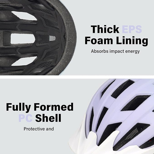 Youth Adult Road Bike Helmet, Men Women Adjustable Mountain Bicycle Helmet with Detachable Visor, 2 Sizes for Age 8-14+ Youth, Kids, Adult