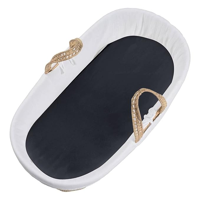 Satin Bassinet Sheet Fitted for Baby Hair and Skin Soft Silk Feeling Bassinet Sheet for Rectangle Hourglass Oval Cradle or Bassinet Pad&Mattress for Boys and Girls Gift for Baby Toddler Black