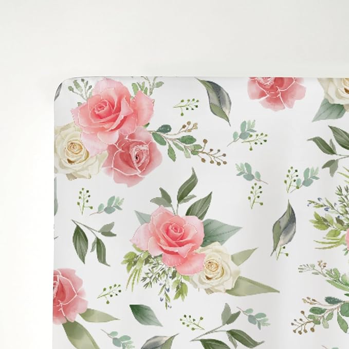 Vintage Floral Baby Crib Sheets for Boy Girl 52"x28" Retro Boho Flowers Soft Stretchy Fitted Crib Mattress Covers Wild Plant Spring Summer Baby Sheet for Standard Crib & Toddler Mattress Pad