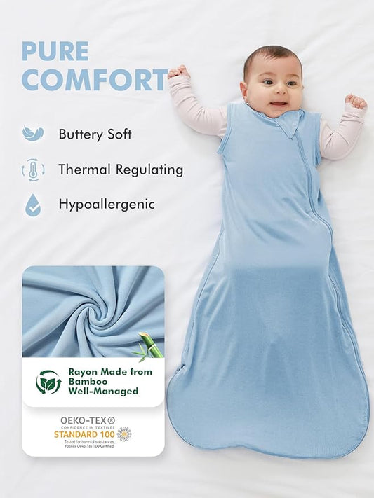 HAPIU Unisex Rayon Made from Bamboo Baby Sleep Sack TOG 0.5, 2-Way Zipper YKK, Wearable Blanket Toddler