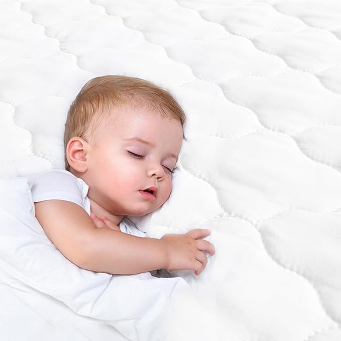 Bassinet Mattress Pad Cover, Fits 18” x 28” Munchkin Brica, Graco Pack 'n Play Day2Dream Bassinet and Pamo Babe 4 in 1 Portable(only for Bassinet), 2 Pack, Ultra Soft Waterproof, White and Grey