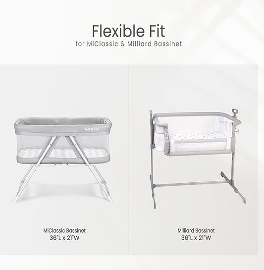 lulumoon Muslin Bassinet Sheets for Baby: Soft & Skin-Friendly Cotton Sheets for Boys and Girls - Fitted for MiClassic & Milliard Bassinet and Large Bedside Sleepers