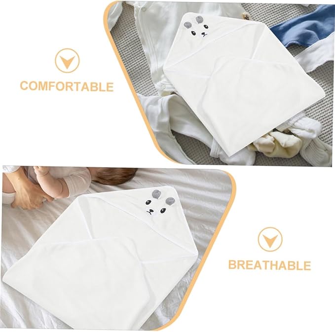 2pcs Hooded Bath Towels for Coral Fleece Soft Absorbent Animal Design Bathrobe Cape for Newborns Bath Swimming Beach Use