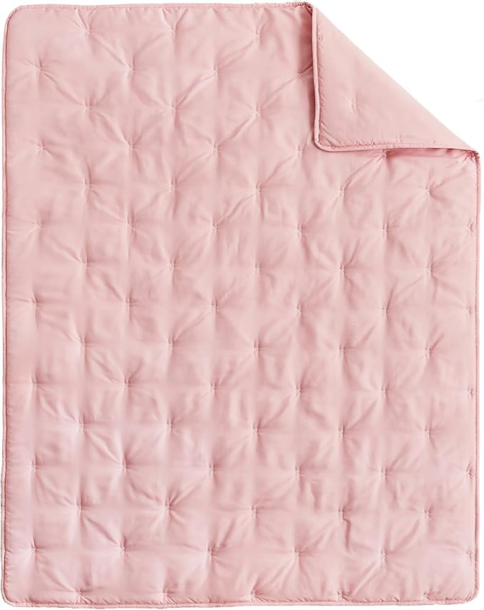 DuShow 4 Piece Toddler Bedding Set for Girls, Pink Embroidery Crib Bed Comforter Set, Includes Comforter, Fitted Sheet, Flat Sheet and Envelope Pillowcase, Soft Toddler Bed Sheet Set