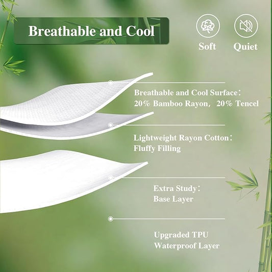 Twin Size Waterproof Mattress Protector Cooling Mattress Pad Mattress Cover, Extremely Cozy Bed Cover 3D Air Fabric Smooth Soft Noiseless Washable, 5''-18'' Deep Pocket
