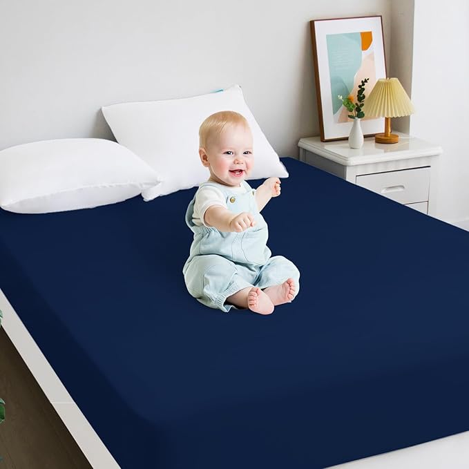 2 Pack Twin Mattress Protector Waterproof, Noiseless & Soft Coverage Mattress Fitted Sheet Twin with Deep Pocket up to 14", Super Breathable & Easy Wash Twin Size Mattress Protector